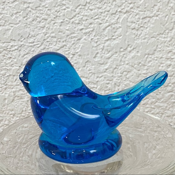 Handmade 2013 Leo Ward Signed Blue Bird of Happiness 2.5” Glass Figurine - Picture 8 of 11